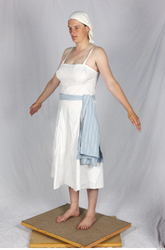 Whole Body Woman White Historical Dress Costume photo references